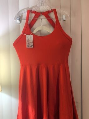 XL, NWT HALARA Bright Red Athletic Skater Dress with Crossback Straps